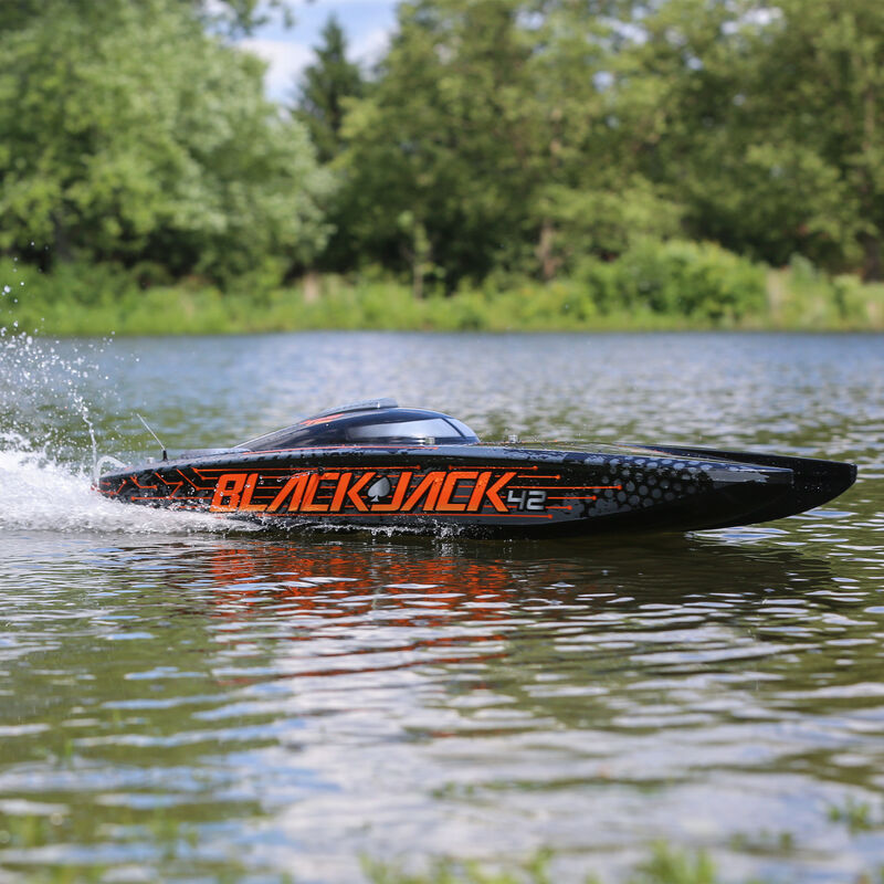 Blackjack 42" 8S Brushless Catamaran RTR, Black/Orange